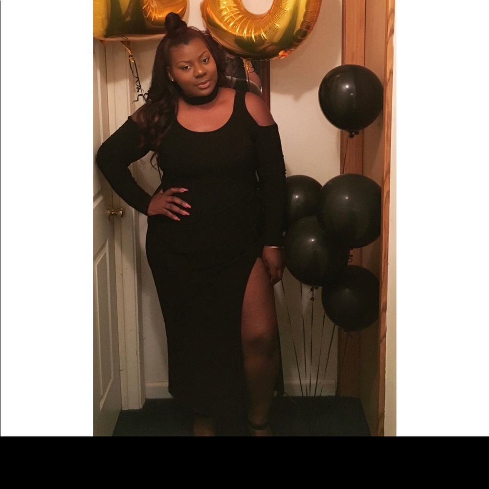 Plus size long black dress